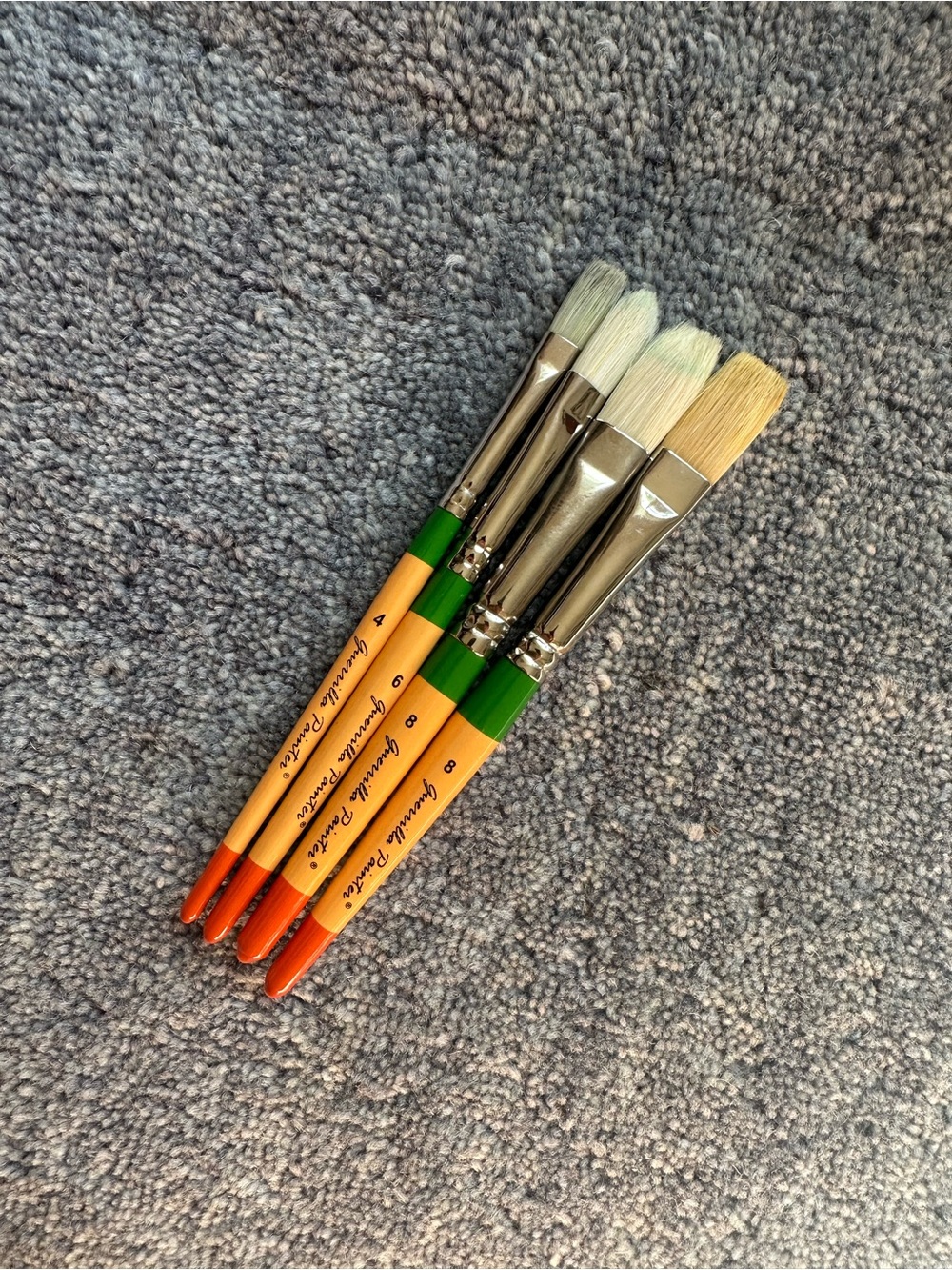 Guerrilla Painter Bristle Brushes -Filberts, Short Handle-Set of 4